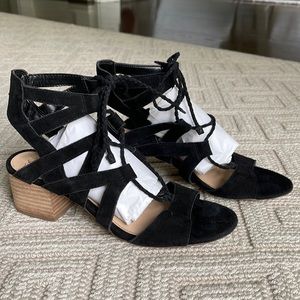 Vince Camuto Black Lace up Heel Sandals, size 6.5